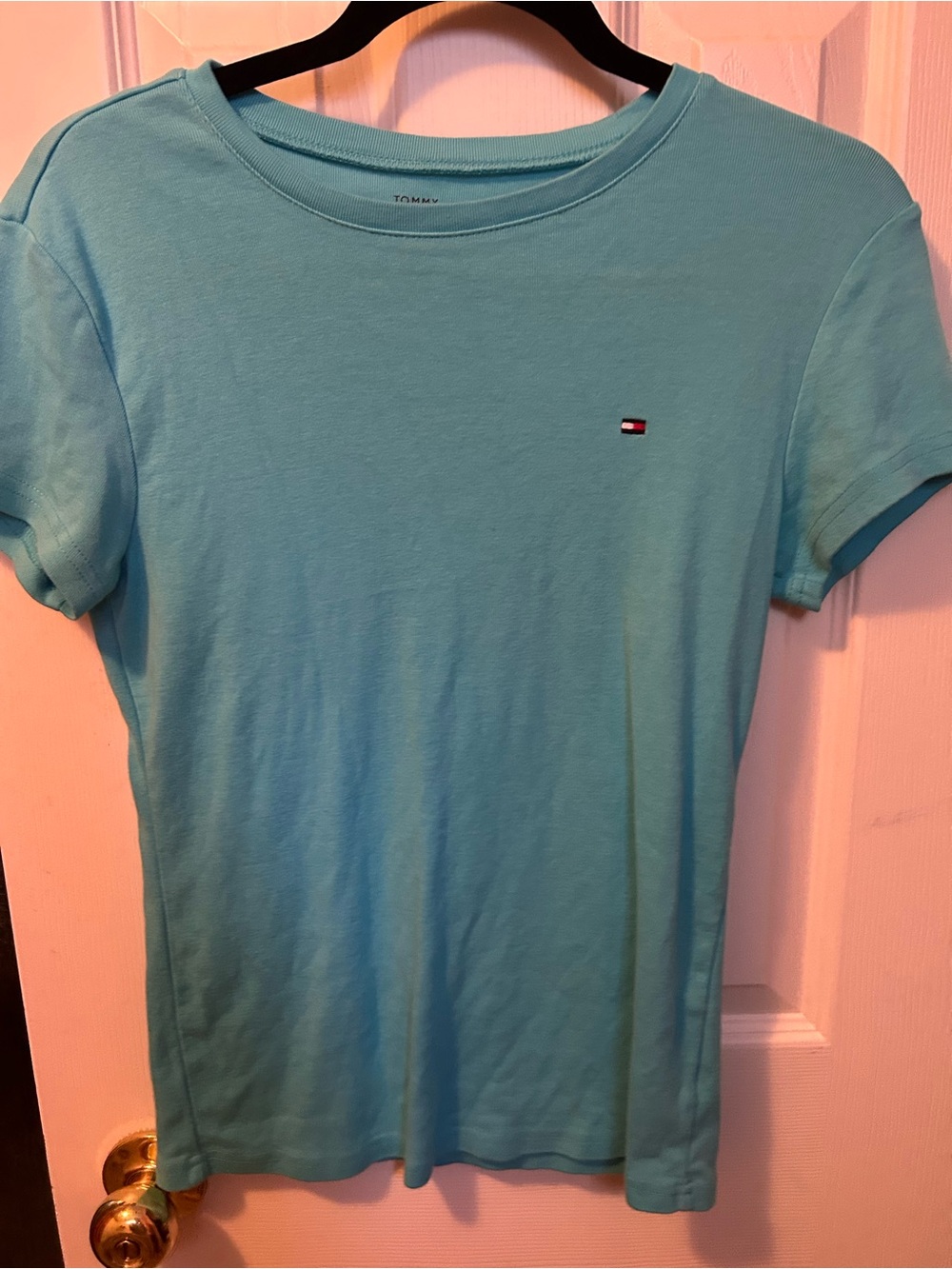 Tommy Hilfiger Short-Sleeve Crew Tee in Aqua Blue